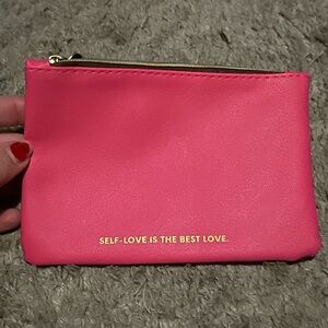 Ipsy Hot Pink Cosmetic Bag with Gold Accents
